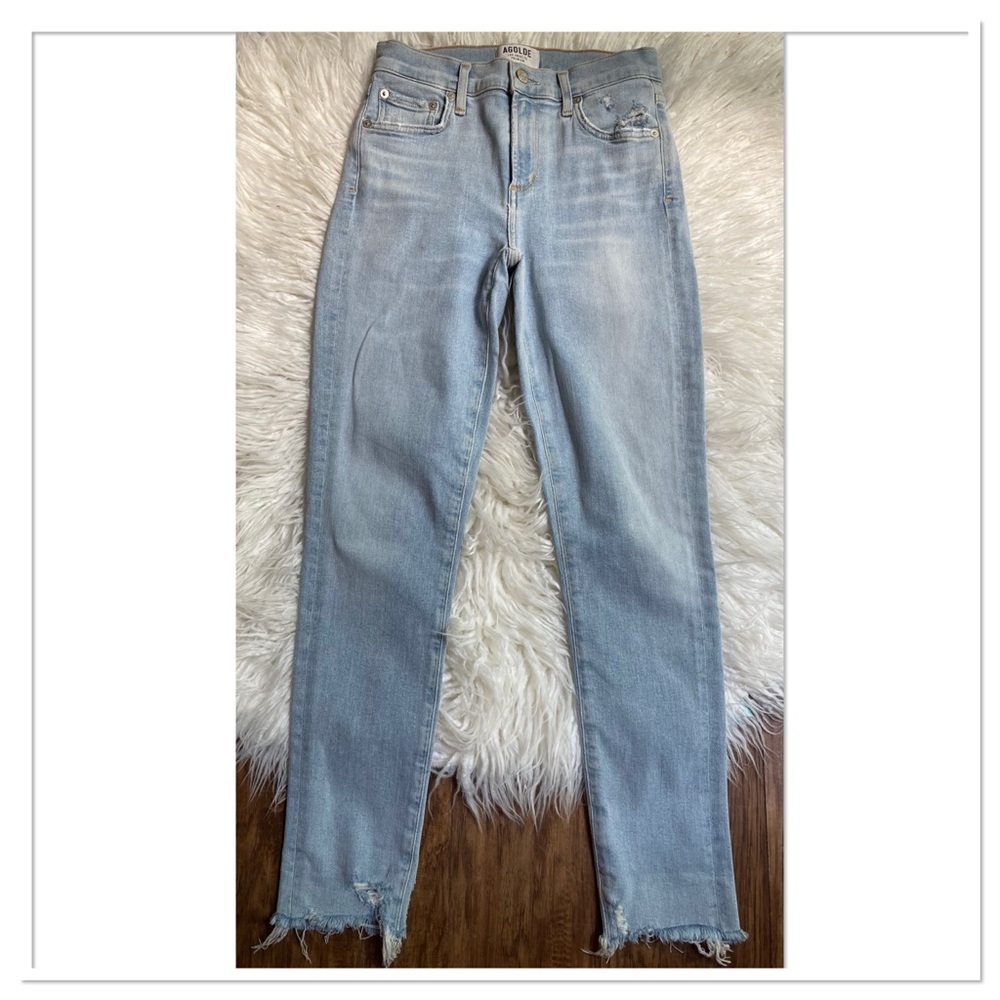 Agolde Sophie High Rise Skinny Crop In Parallel Blue Size 24
